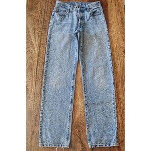 Levi's 501 Premium Jeans Womens W24 Blue Light Wash High Rise Straight Denim